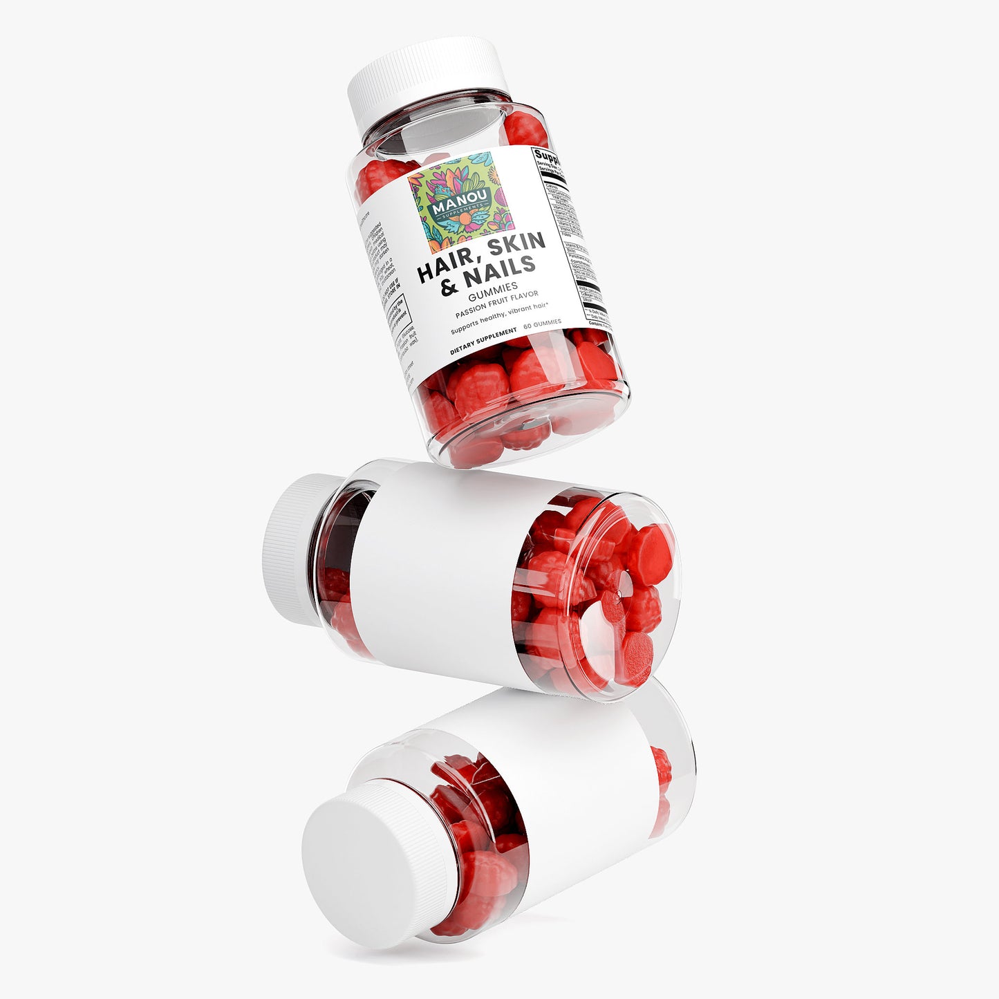 Hair Skin & Nails Gummies with Collagen - Biotin & Vitamins A,C,D,E - Glow Support