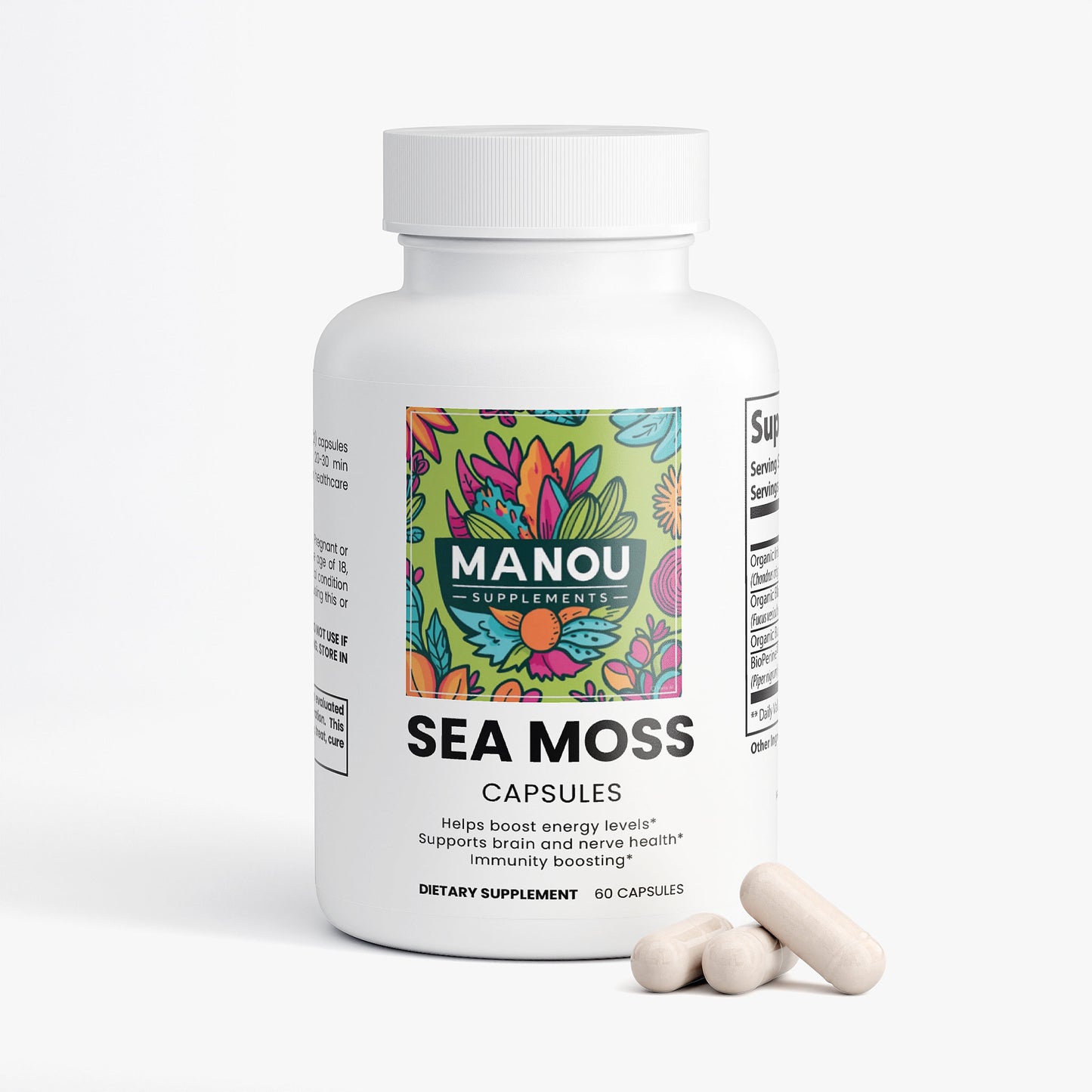 Sea Moss Capsules with Bladderwrack & Burdock Root - 92+ Minerals - Thyroid & Immune Support