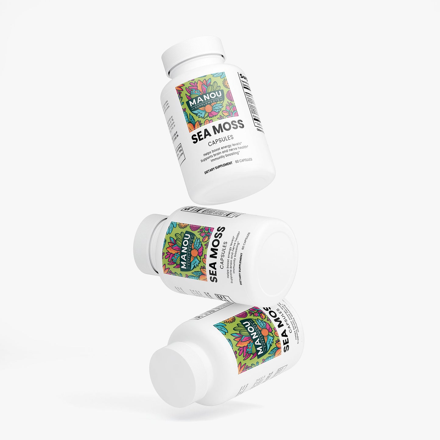 Sea Moss Capsules with Bladderwrack & Burdock Root - 92+ Minerals - Thyroid & Immune Support