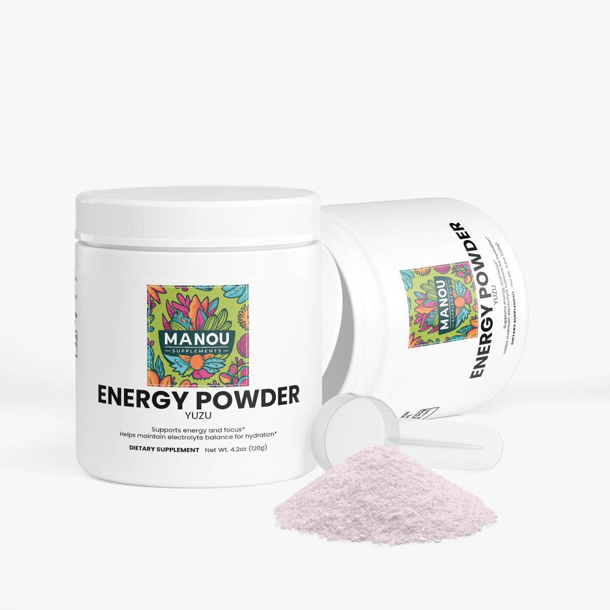 Energy Powder (Yuzu Flavor) 2 jars bundle Premium Japanese Citrus Flavor | Sustained Mental Clarity | Clean Energy Supplement | Workout & Office Fuel