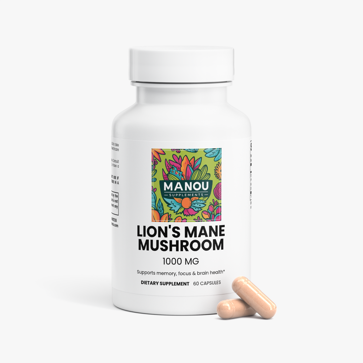 Lion's Mane Mushroom 2 bottles 60 capsules each- Neuroprotective Nootropic for Focus & Brain Health - Supports Neuron Growth & Holistic Energy - Hericenones & Erinacines - Clinically Studied