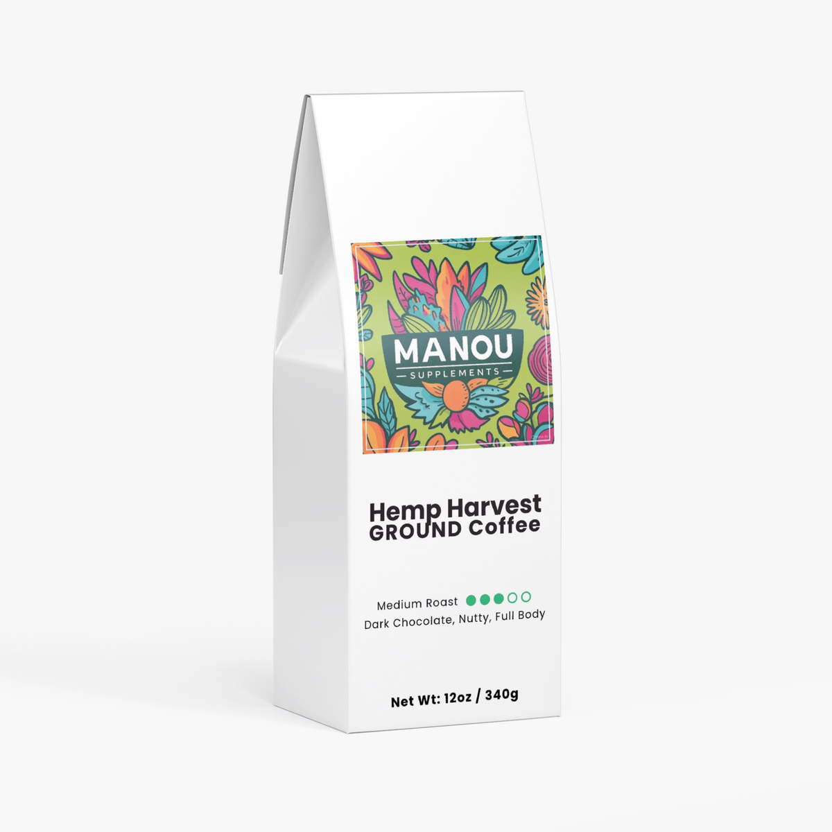 Hemp Harvest Coffee Medium Roast Functional Mushroom Alternative Energy Boost Brain Focus Antioxidant Rich Superfood Brew