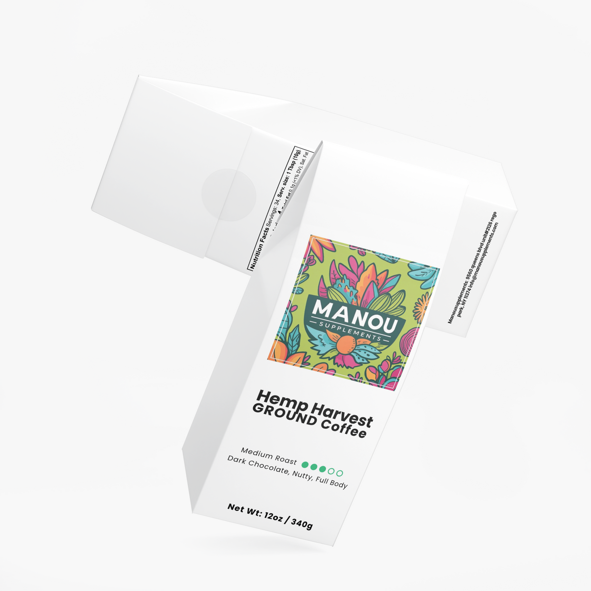 Hemp Harvest Coffee Medium Roast Functional Mushroom Alternative Energy Boost Brain Focus Antioxidant Rich Superfood Brew