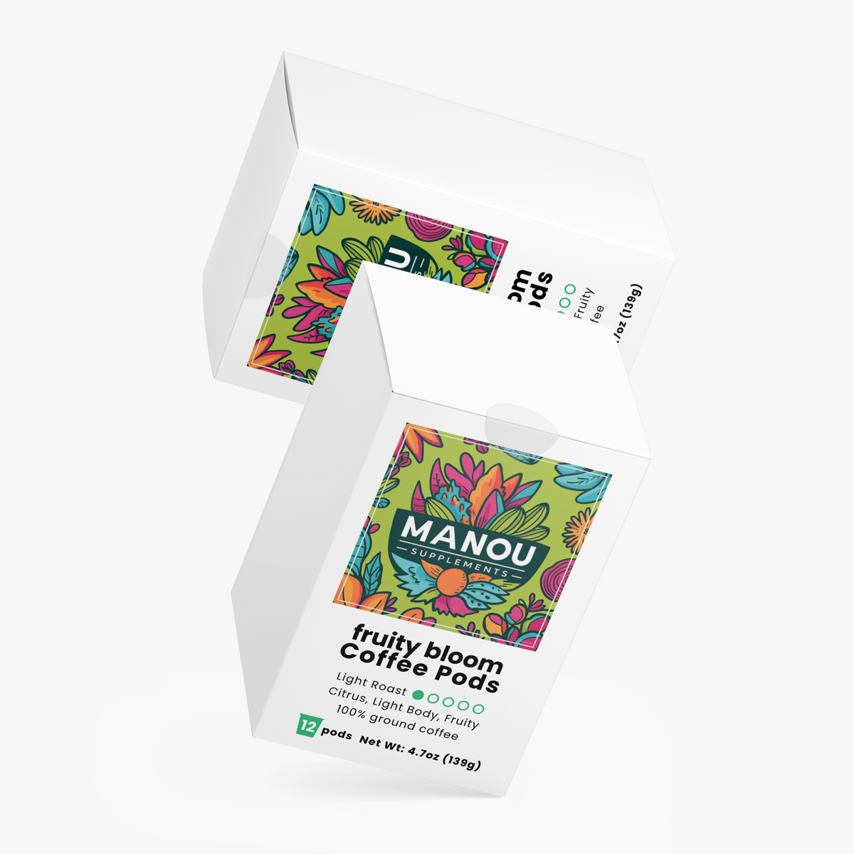 Fruity Bloom Light Roast Coffee Pods 12 Count Single Serve Bright Citrus Berry Floral Blend