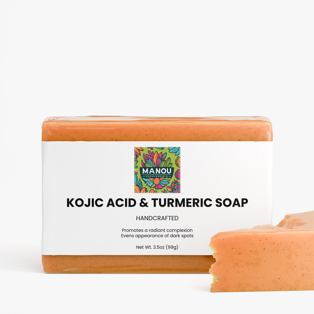 Kojic Acid & Turmeric Soap Ditch the dull skin. This orange bar fades dark spots, evens your tan, and leaves your face softer than your favorite cashmere.