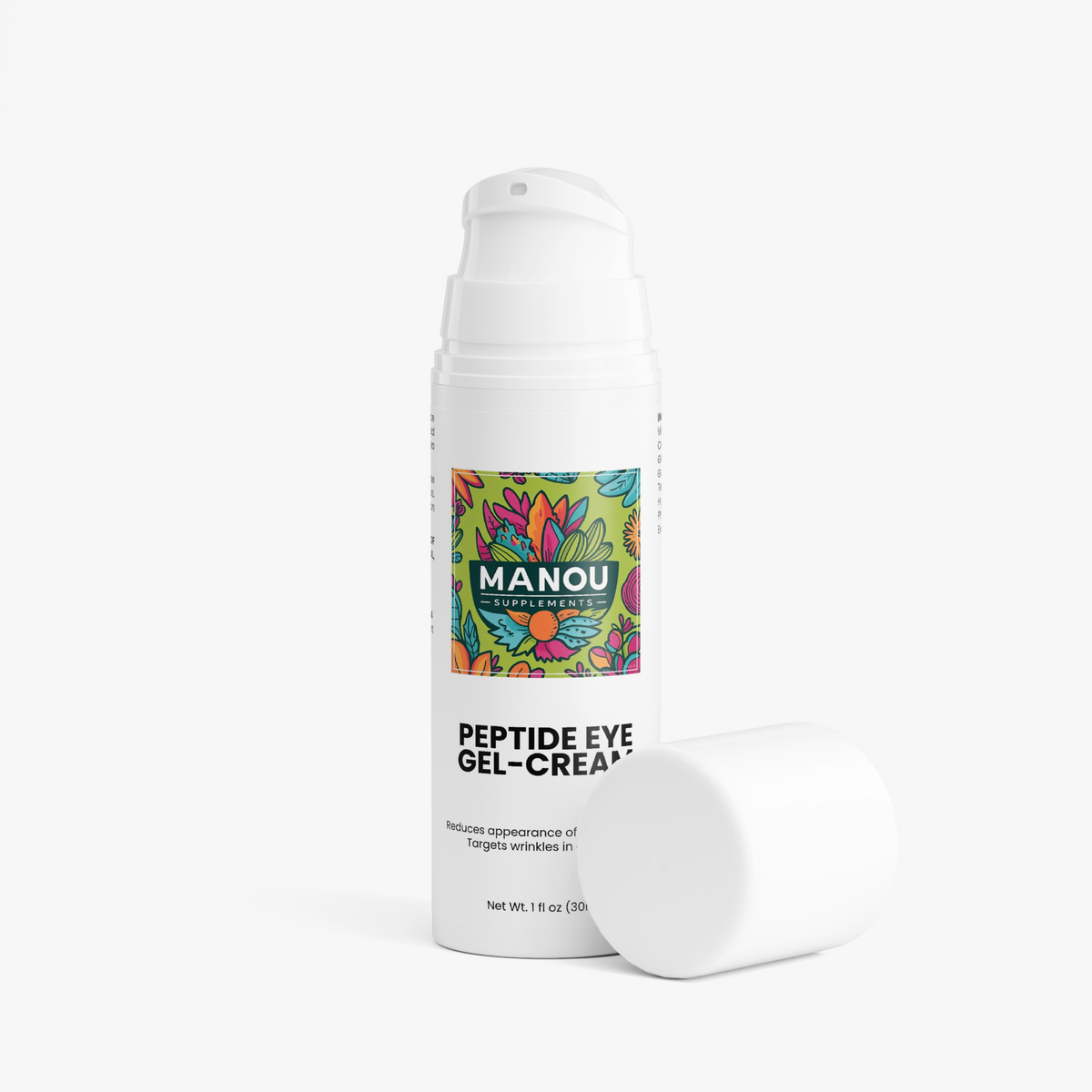 Peptide Eye Gel-Cream – Puffiness Reducer & Fine Line Plumper – Grape Seed Oil, Bamboo Extract – All Skin Types