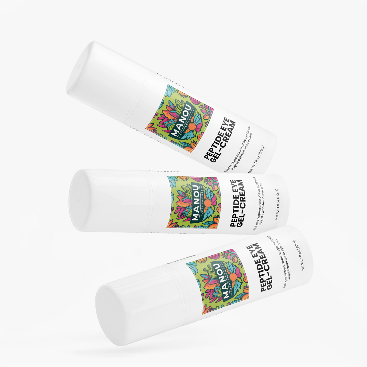 Peptide Eye Gel-Cream – Puffiness Reducer & Fine Line Plumper – Grape Seed Oil, Bamboo Extract – All Skin Types