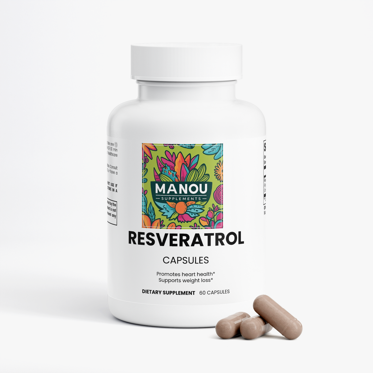 Resveratrol 50% 600mg Trans-Resveratrol Anti-Aging Antioxidant Capsules 60ct