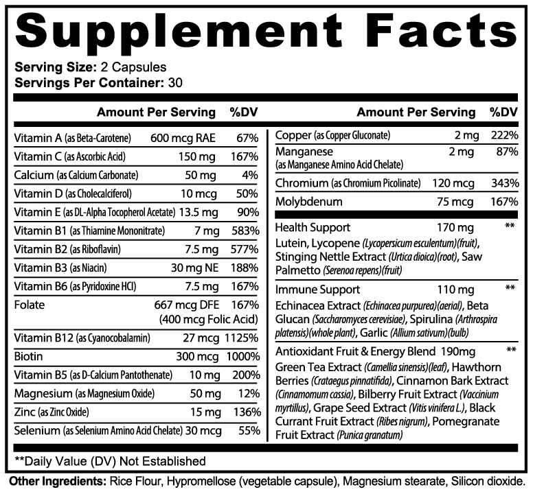 Complete Multivitamin ULTIMATE 12-in-1 Multivitamin 2 jar bundle – Antioxidants + Immune Herbs + Energy Complex