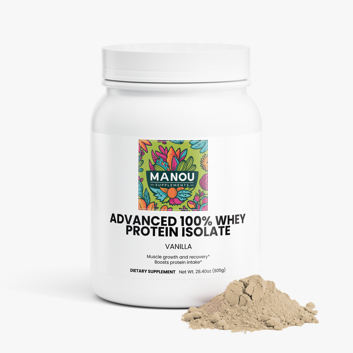 "Advanced 100% Whey Protein Isolate – 22g Vanilla, MCT Oil, Apple Pectin (Digestive Support) – Premium Post-Workout Recovery Shake"