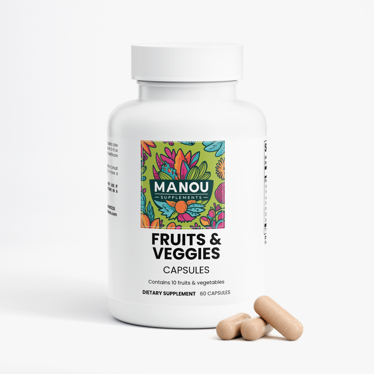 Fruits and Veggies 2 bottles  60 capsules each: The 10-Ingredient Orchestra Your Body Craves Where Farm-to-Table Meets Lab-to-Cell Precision