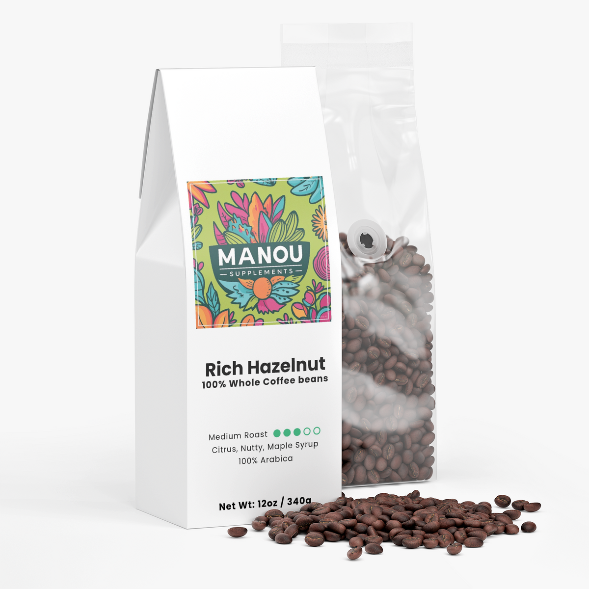 Rich Hazelnut Coffee Medium Roast Brazilian Mexican Blend Whole Bean Ground Maple Citrus Bright