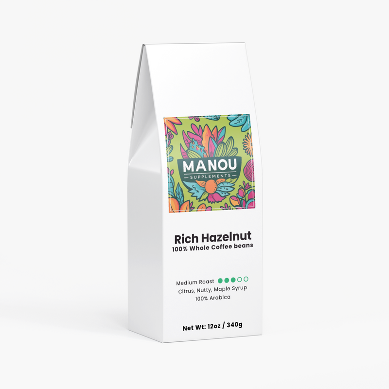 Rich Hazelnut Coffee Medium Roast Brazilian Mexican Blend Whole Bean Ground Maple Citrus Bright