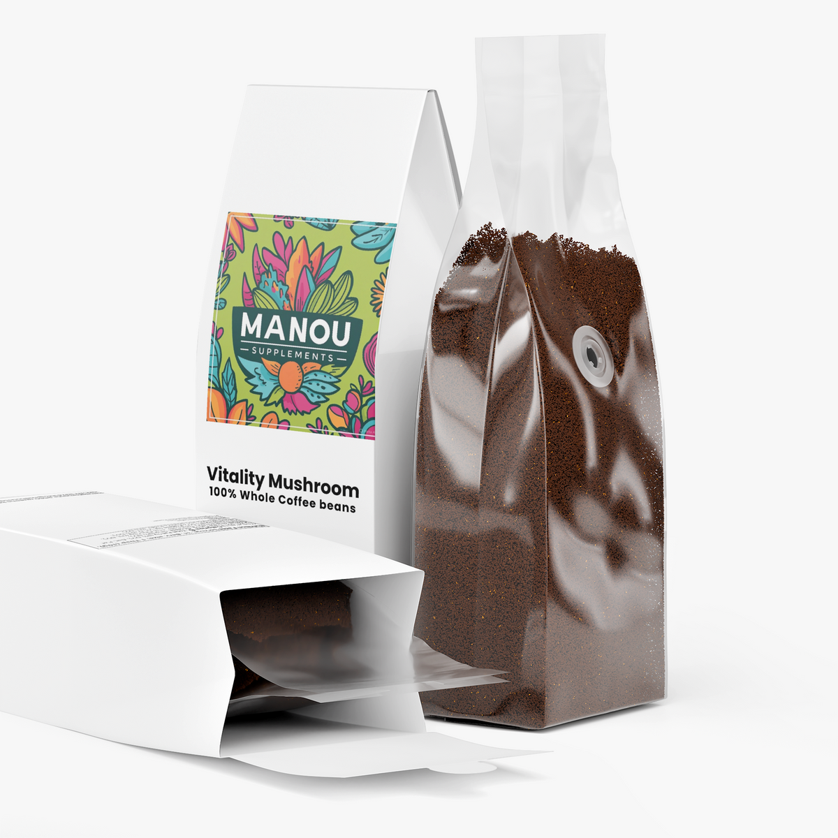 Organic Mushroom Coffee Medium Roast with Lion's Mane and Chaga for Clean Energy Mental Clarity and Smooth Chocolate Flavor