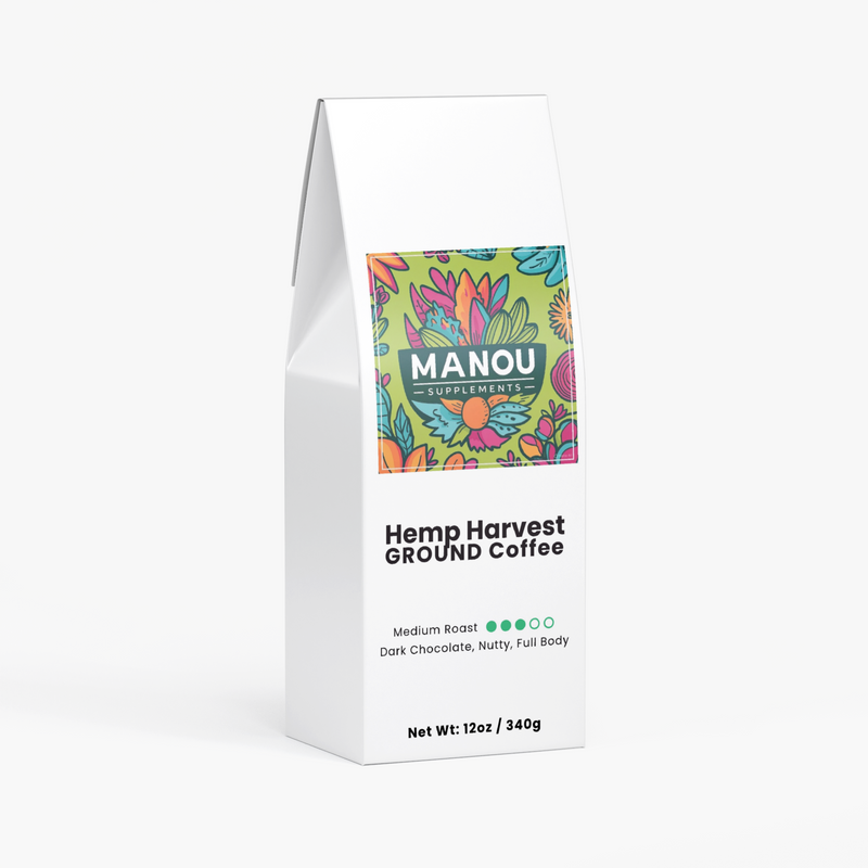 Hemp Harvest Coffee Medium Roast Functional Mushroom Alternative Energy Boost Brain Focus Antioxidant Rich Superfood Brew