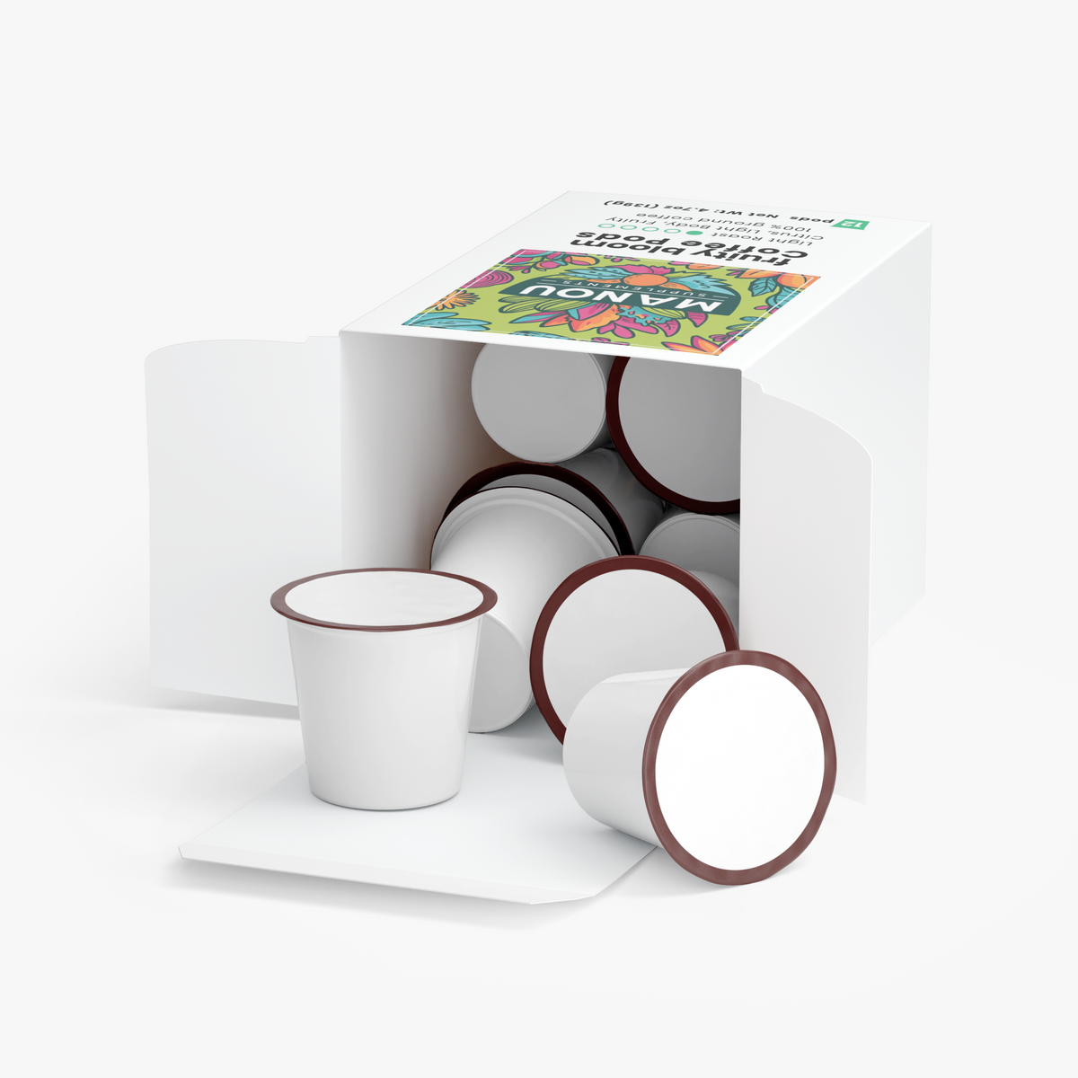 Fruity Bloom Light Roast Coffee Pods 12 Count Single Serve Bright Citrus Berry Floral Blend