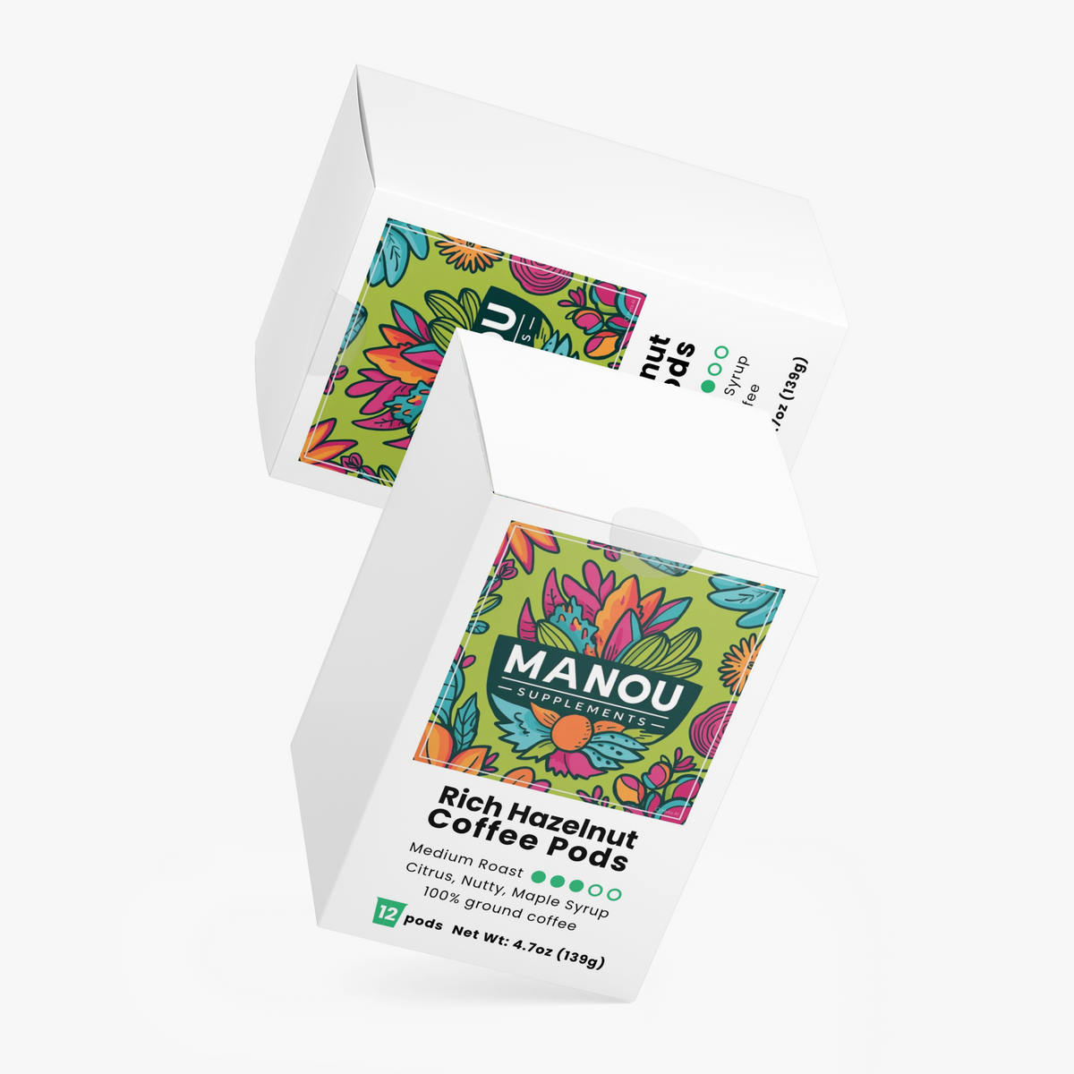 Rich Hazelnut Coffee Pods Medium Roast 12 Count Single Serve Gourmet Brazilian Mexican Blend Chocolate Almond Maple