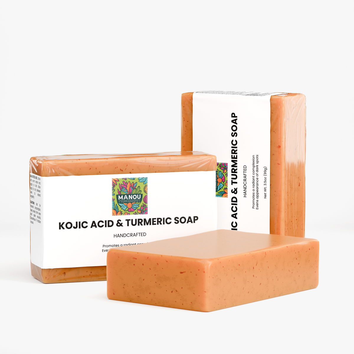 Kojic Acid & Turmeric Soap Ditch the dull skin. This orange bar fades dark spots, evens your tan, and leaves your face softer than your favorite cashmere.
