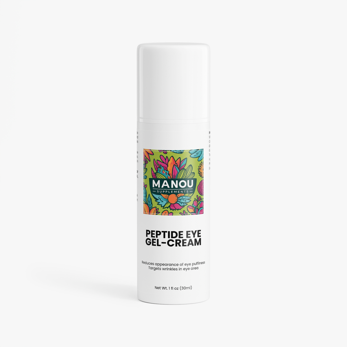 Peptide Eye Gel-Cream – Puffiness Reducer & Fine Line Plumper – Grape Seed Oil, Bamboo Extract – All Skin Types