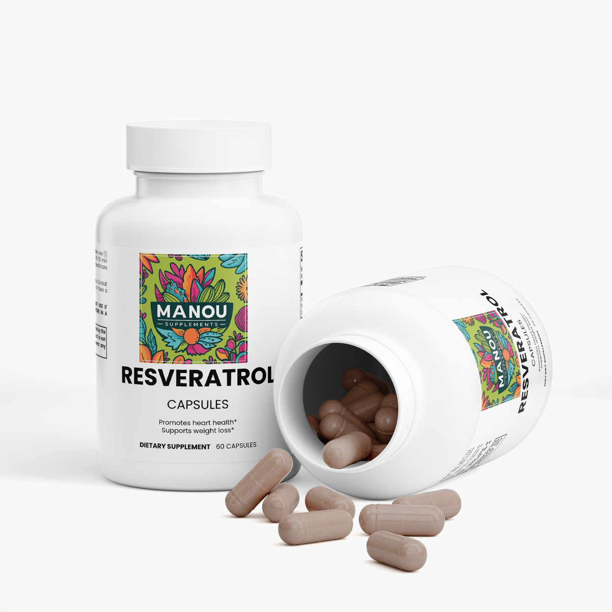 Resveratrol 50% 600mg Trans-Resveratrol Anti-Aging Antioxidant Capsules 60ct