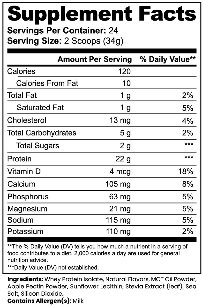 "Advanced 100% Whey Protein Isolate – 22g Vanilla, MCT Oil, Apple Pectin (Digestive Support) – Premium Post-Workout Recovery Shake"