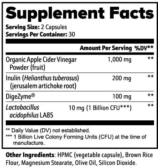 Gut Health Digestive Enzyme Probiotic Prebiotic ACV Inulin Bloat Relief Daily Support