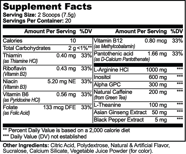 Focus Powder (Sour Candy) – Brain Supplement for Memory, Concentration & Mental Clarity | Alpha-GPC, L-Theanine, Natural Caffeine | No Crash Energy Drink Alternative for Students, Gamers, Professionals & Athletes